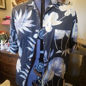 Jamaica Jaxx Black and Multi Floral Shirt 100%silk